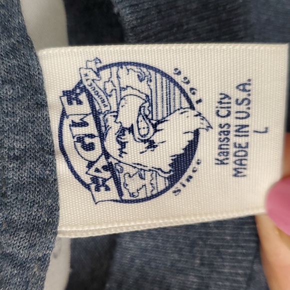 Vintage Kansas City 90s Blue Oklahoma Eagle Short Sleeve  Men T-shirt Size L - Picture 4 of 9